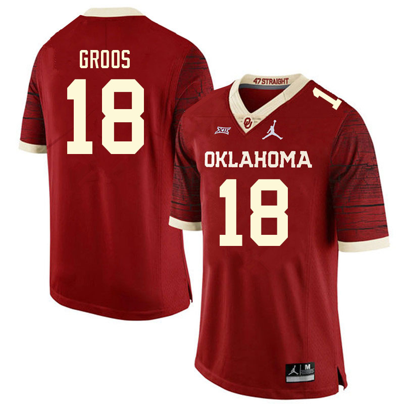 Men #18 Carsten Groos Oklahoma Sooners College Football Jerseys Sale-Retro